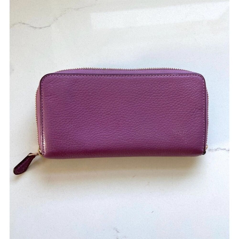 Coach Dark Berry Zip Around Leather Wallet - Picture 2 of 7